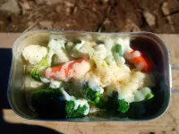 メスティン山ごはんレシピ-固形燃料で野菜のチーズ蒸し